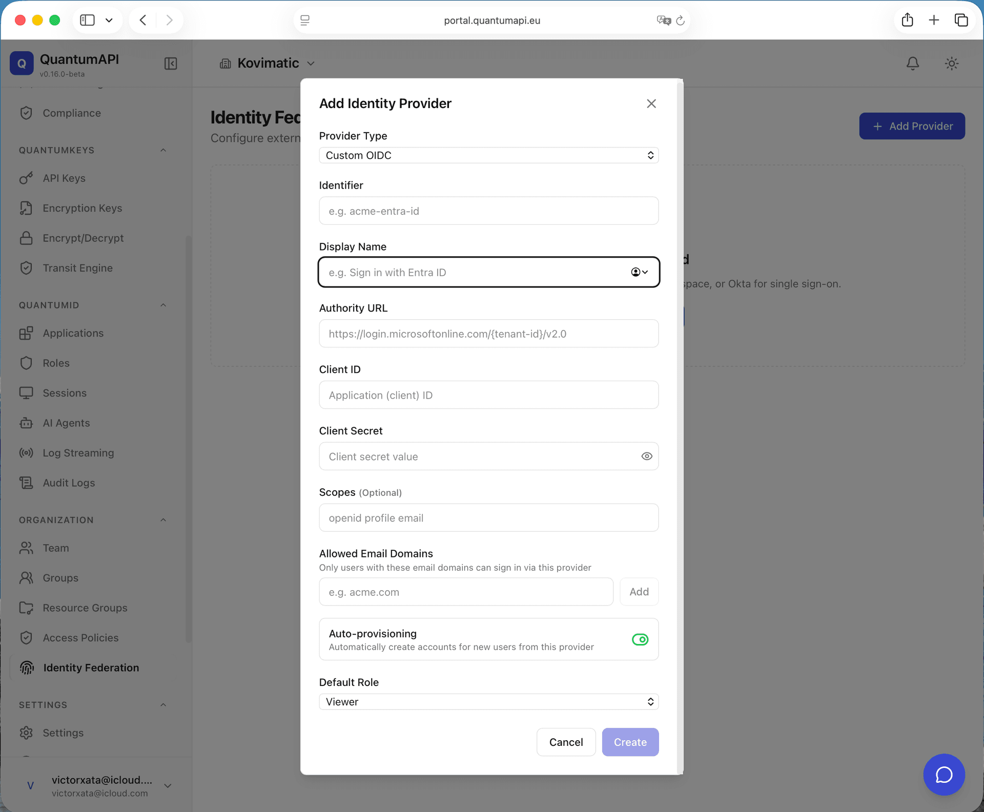 Identity Federation — add OIDC providers like Entra ID for SSO